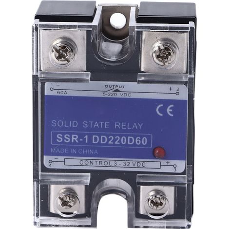 Einphasiges DC-Halbleiterrelais, 3–32 V DC Eingang an 5–220 V DC SSR-Last für Steuerungssysteme, 60 A - Crezuo