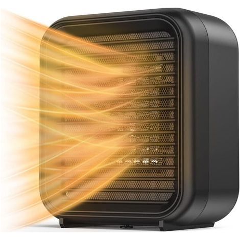 Mini Radiateur Céramique 800W Radiateur electrique 2 Niveaux de Puissance mini radiateur soufflant électrique avec vent chaud protection contre la surchauffe et le renversement (1/4)