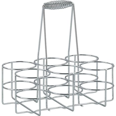 Porte-Bouteilles 6 Bouteilles, Panier à Bouteilles en métal chromé, Sac à Bouteilles pour Bouteilles en Verre et Pet jusqu'à 500-650ml, Porte-bière, Brillant (1/5)