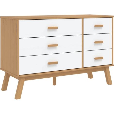 Drawer Cabinet OLDEN White and Brown Solid Wood Pine vidaXL (1/5)