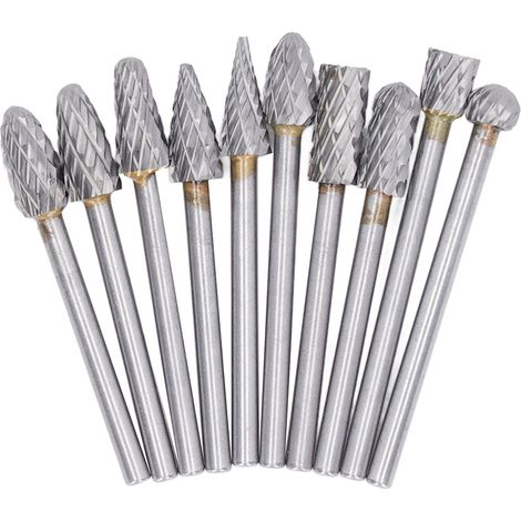 Set mit 10 Hartmetall-Rotationsfräsern, Doppelschneid-Feilenfräser für Gravier-, Bohr- und Polierwerkzeuge, Schleifzubehör (1/5)