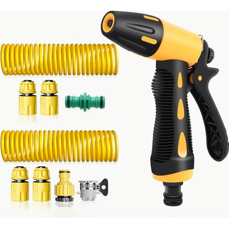 Tuyau d'arrosage avec pistolet à eau haute pression, tuyau d'arrosage télescopique, extensible jusqu'à 30 m, kit de tuyau de lavage de voiture (1/5)