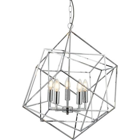 Searchlight Cube - Sospensione a soffitto a 5 luci Cromo, E14 (1/5)