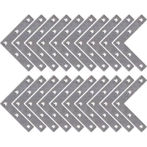 20 pieces shelf brackets furniture fastening steel brackets stainless steel flat plates furniture corner brackets (1/4)