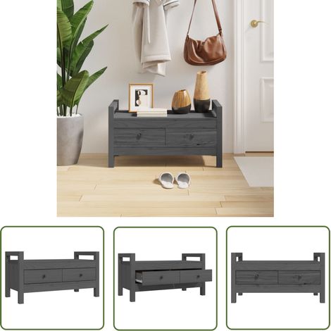 Furniture Limited - Banc d'entrée Gris 80x40x43 cm Bois de pin (1/5)
