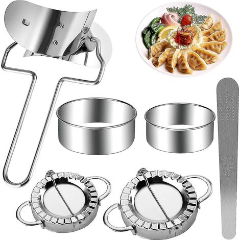 6 Pcs Dumplings Maker 9.5/7.5 Cm Dumpling Molds Empanadas Press Mold Stainless Steel Dumpling Skin Maker Ravioli Pierogi Maker Pie Pastry Mold Kitchen (1/5)