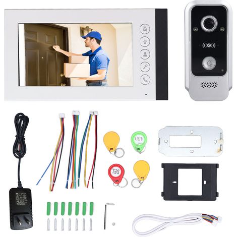 Visiophone vidéo 7 pouces Écran tactile IPS Déverrouillage carte IC Vision nocturne Étanche IP65 Grand angle 120° Interphone domicile (1/5)