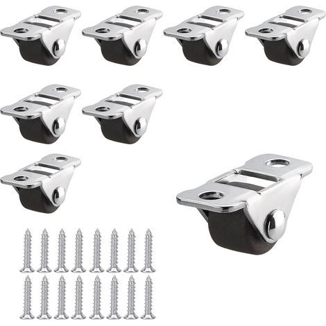 Set di 8 ruote per mobili in gomma silenziosa da 0,5" (12 mm) - Ruote in gomma marrone con piastra metallica, capacità di carico 10 kg, ideali per piccoli mobili (1/5)