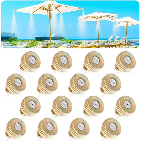 16Pcs Brass Misting Nozzles Kit for Patio Cooling System, Garden Hose Replacement Heads Durable (1/5)