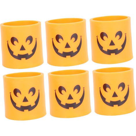 Bougies LED citrouille d'Halloween à piles, bougies sans flamme vacillantes, décoration intérieure, coquillage orange, grand visage souriant, jaune scintillant (1/5)