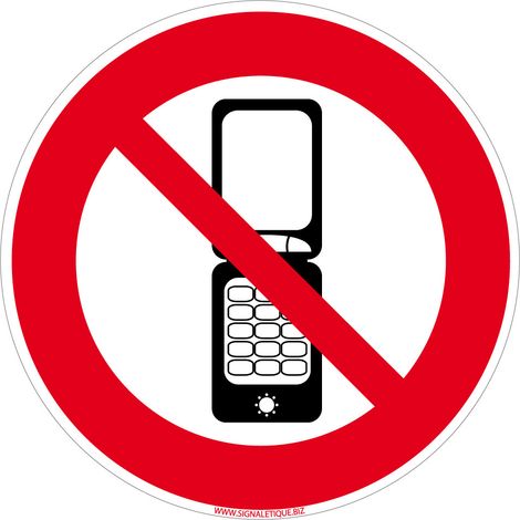 Panneau Téléphone Interdit - Aluminium 2 mm - Diamètre 125 mm (1/5)