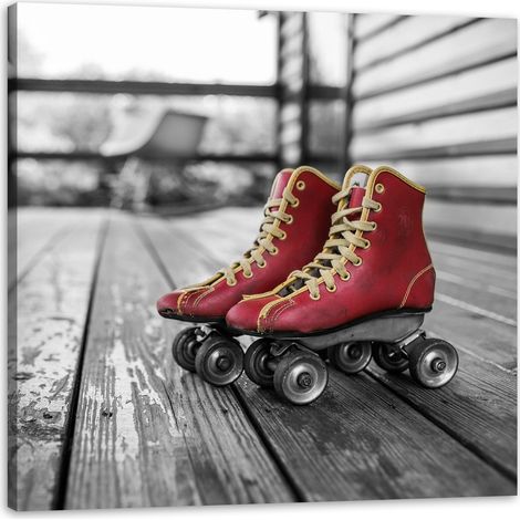 Leinwanddruck Vintage rote Rollschuhe 80x80 cm