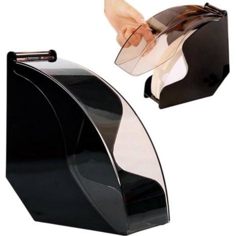 1 Soporte para filtros de café - Caja de almacenamiento de papel de filtro de plástico y dispensador de café - 13 x 12,1 x 6,8 cm - Para filtros de café cónicos en forma de V - Negro (1/5)