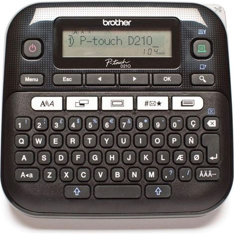 Brother PTD210UR1 Stampante per Etichette CD Trasferimento 180x180 DPI 20 mm s QWERTY Nero (1/5)