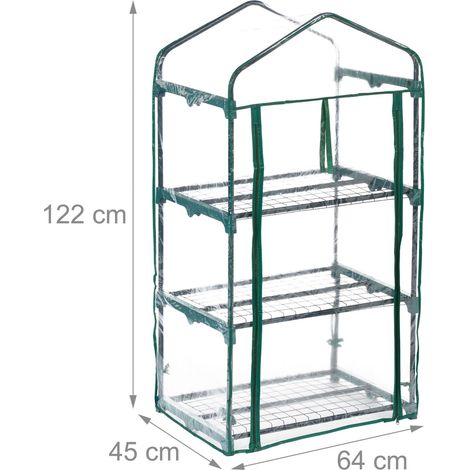 Serra da balcone compatta con 3 ripiani condizioni ideali coltivazione piante 80 x 40 x 140 cm in plastica trasparente 130015036