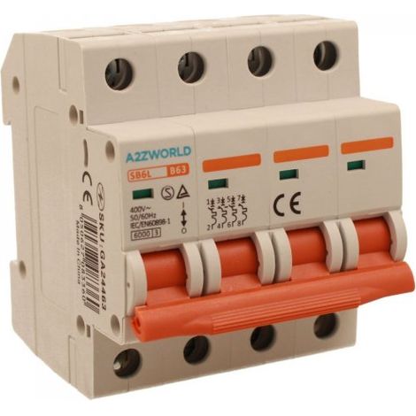 MCB Interruttore Magnetotermico Automatico Curva B 4P 4M 6000A B63A AC 400V IP20 IEC60898-1 SB6L