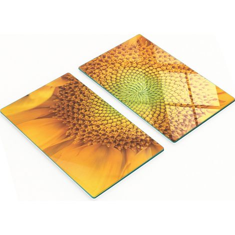 Tableros de vidrio decorativos multifuncionales con estampado de girasoles, 2x30x52 cm.