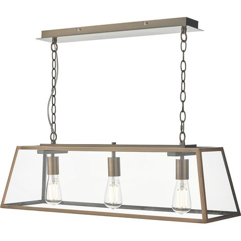 DAR ACADEMY - Suspension de barre droite cuivre antique, 3x E27 (1/5)