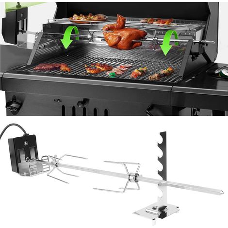 Kit rotissoire professionnel en acier inoxydable 304 – Moteur rotatif 4W – Capacité 15kg – Interrupteur étanche pour barbecue