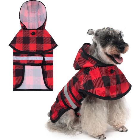 1 Imperméable, Capuche, Bande réfléchissante, Sangle réglable, Trou pour laisse, Chien petite et moyenne taille (1/5)