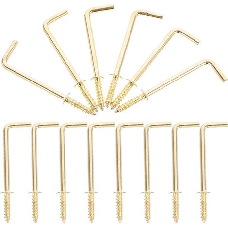 30 crochets à vis en L, 3,8 cm, acier, doré, forme L, pour cadres (1/5)