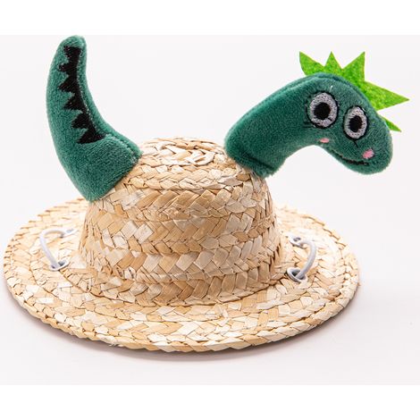 (Dinosaure) Petit chapeau de paille pour animaux de compagnie, chapeau de déguisement mignon pour chiens,