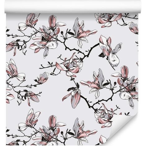 Papier peint aquarelle à motifs de fleurs de magnolia pour salon et chambre 50x1000 cm (1/5)