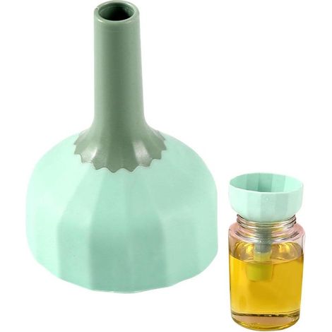 Juego de 2 embudos de plástico multifuncionales en color verde menta – para la cocina, rellenar botellas pequeñas y cosméticos, 779 cm (1/5)