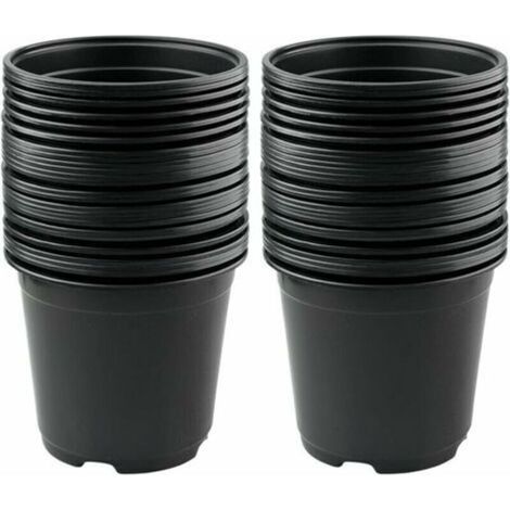 - Set mit 50 schwarzen Kunststoff-Blumentöpfen, 15 cm, für Sukkulenten, Gemüse und Stecklinge - Crezuo
