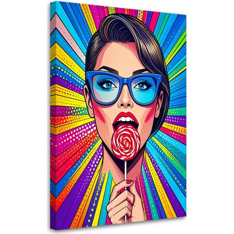 Cuadro en Lienzo Pop art mujer con gafas 20x30 (1/5)