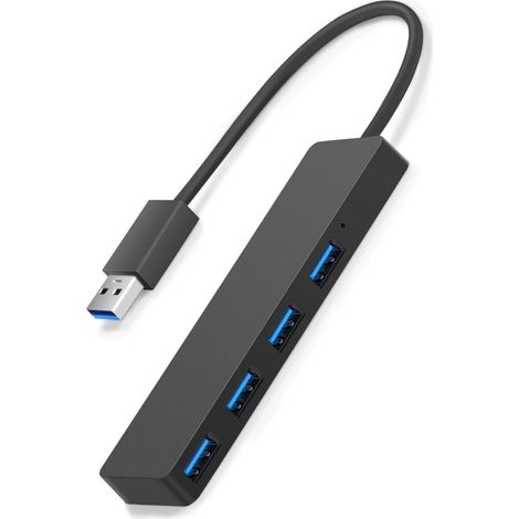 Concentrador USB 3.0, concentrador de cuatro puertos USB 3.0, divisor USB, regleta de enchufes USB, compatible con PC, portátil, Xbox, PS5, teclado, ratón, auriculares con cable, disco duro USB y más  (1/5)