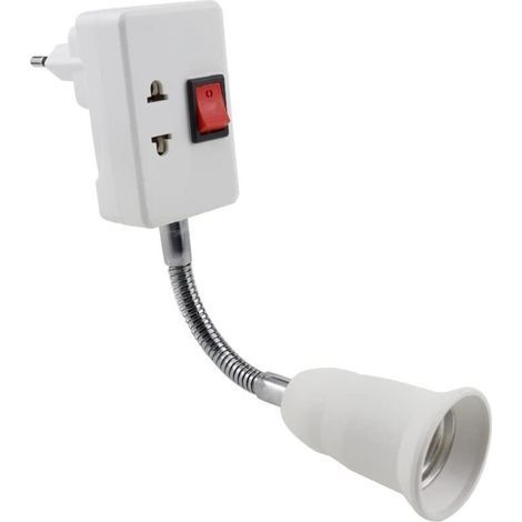 Douille E27 avec Interrupteur 360 Degrés Réglable E27 Adaptateur de Lampe Prise Murale Support Lampe Douille E27 sans Ampoule pour Bureau Chambre Cuisine Lampe de Lecture au Lit (1/5)