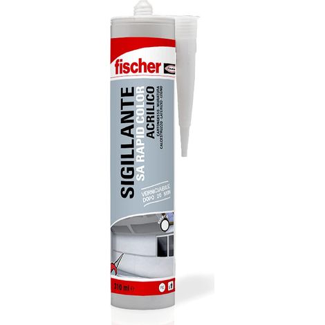 Fischer SA RAPID COLOR Sigillante Acrilico Asciugatura Rapida, Finitura Liscia, Acrilico, Verniciabile, Per Giunti, Cartongesso, Cemento, Legno, Inodore, Senza Solventi, Uso Interno, 552336, Bianco (1/4)
