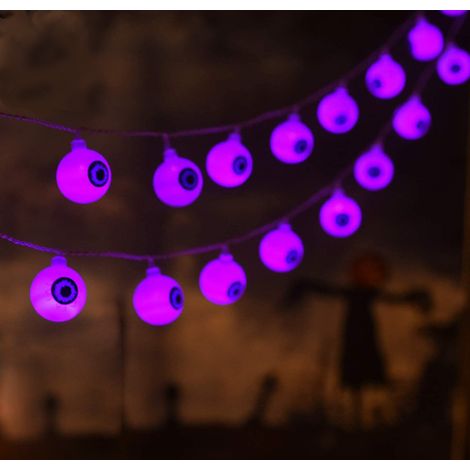 Guirlande lumineuse Halloween à 30 LED, 3 m, décoration à piles, pour intérieur et extérieur, lumière violette (1/5)
