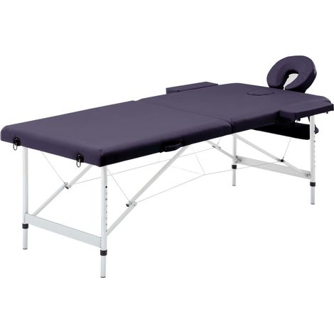 Table de massage pliable à 2 zones avec cadre en aluminium, violette (1/5)