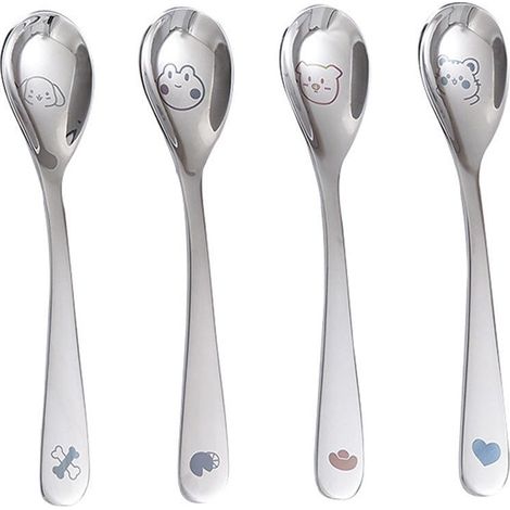 Cuillères Pour Bébé - En Acier Inoxydable - Design Dessin Animé - Pour Alimentation Infantile - Lot De 4 (1/5)