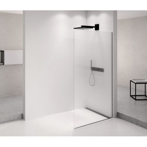 Paroi de douche ARCHITEX NOIR MAT 962 mm, cannelure en verre