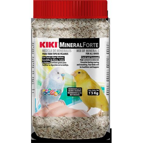 Kiki Mineral Forte - Suplemento Mineral para Pájaros con Coral y Algas - 1,5 Kg