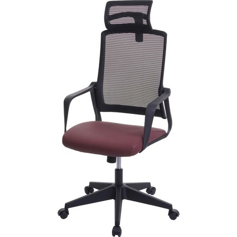 Poltrona sedia ufficio regolabile HHG-064 ergonomica design moderno ecopelle tessuto bordeaux