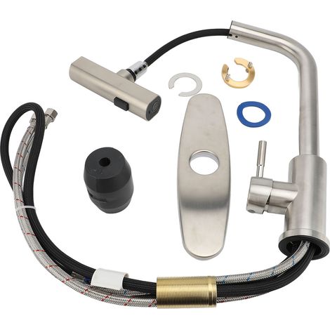 Rubinetto da cucina in acciaio inox 304 con 3 getti, acqua calda e fredda regolabili, anti-schizzo, per lavare frutta e verdura, US CA G9/16 (1/2)