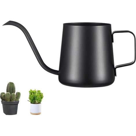 Mini arrosoir de 350 ml pour plantes d'intérieur - En acier inoxydable - Long bec - Arrosoir de jardin pour plantes d'intérieur et plantes grasses (1/5)
