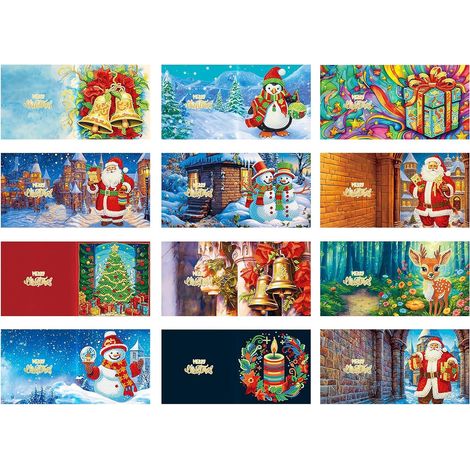 cartes de Noël DIY un kit création originales avec des éléments diamants ronds artistiques et créatives. (1/4)