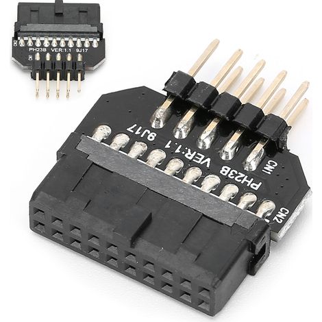 Connecteur Panneau Avant USB 3.0 19 Broches vers USB 2.0 9 Broches, Boîtier Plastique PH23B pour Carte Mère (1/5)