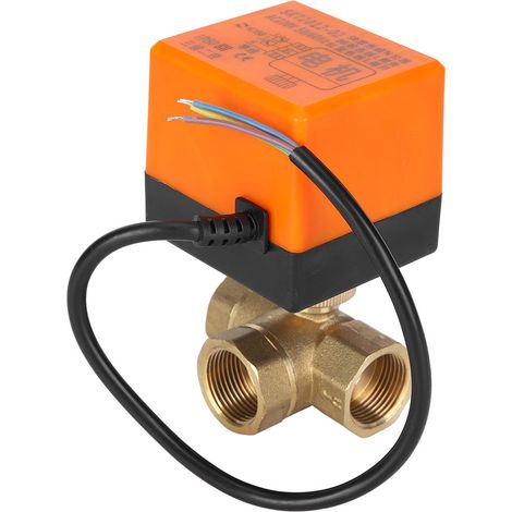 Vanne à bille motorisée en forme de L, en laiton orange, vanne électrique 3 fils, 2 commandes, 1,6 MPa, 6 W, 220 V CA, G3 / 4 pouces