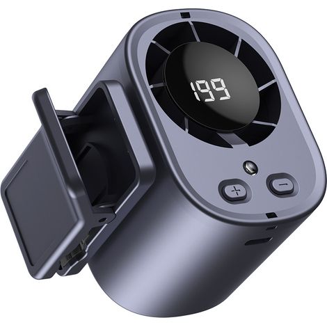 Green Mobility-Ventilateur de taille haute vitesse - Rechargeable par USB - 199 vitesses de ventilation réglables - Mini lampe torche - Portable pour une utilisation en extérieur - Gris (1/5)