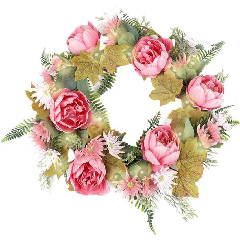 Guirlande De Roses Artificielles - 40 Cm - Pré-Éclairée - Pour Décoration Intérieure Et Extérieure - Noël Saint-Valentin - 1 Pièce (1/5)