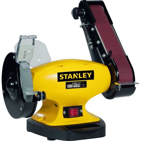 Stanley – Touret à meuler 330W Ø150mm – Moteur induction 2980 tr/min – Meule et bande abrasive 50x686mm pour métal – Affûtage et ponçage précis