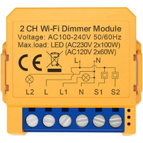 Tuya WiFi-Dimmermodul für einfache Installation, kompatibel mit bidirektionalen Leitungsschutzschaltern. (1/5)