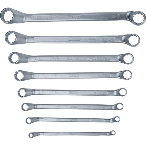 KS Tools 517.0248 Serie di Chiavi Poligonali a Due Bocche, Piegate, 8 Pezzi, 6X7-20X22 mm