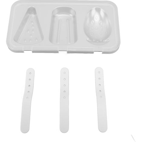 Moules à glace argentés avec couvercle, moules à glaçons en acier inoxydable à 3 cavités avec bâtonnet, réutilisables et polyvalents pour la cuisine. (1/5)